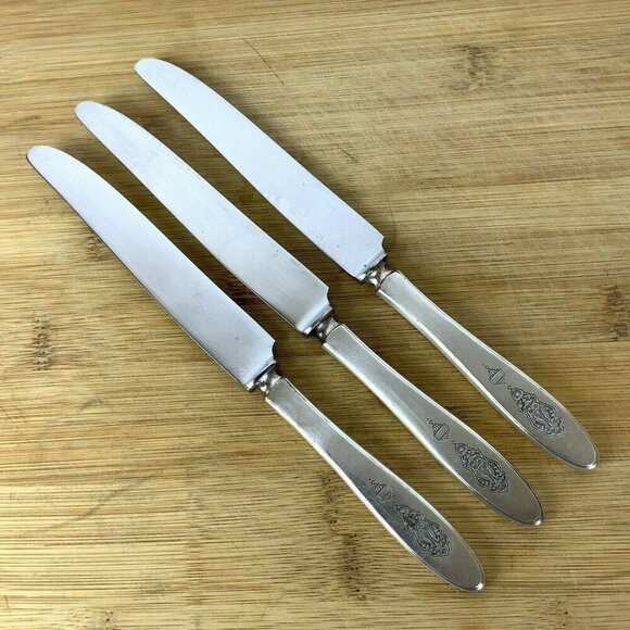 Oneida Community Bird Of Paradise 3 Knives Silverplate Handle Stainless Blades - Picture 2 of 5